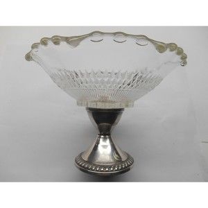 Vintage Duchin Creation Weighted Sterling Silver Glass Pedestal Candy Dish